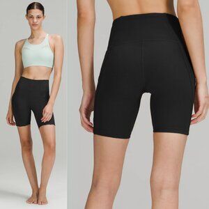 Lululemon Ribbed Luxtreme High-Rise Yoga Short 8" In Black Size 2
